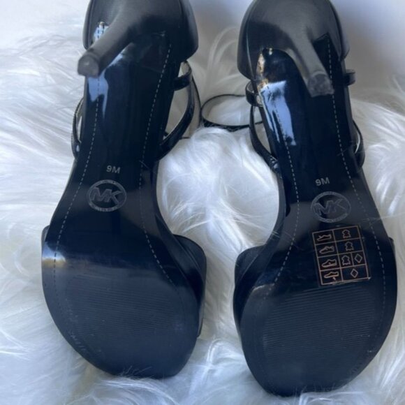Michael Kors Black Leather Strappy Heels 3.5" Stilettos Womens 9M - Picture 9 of 10